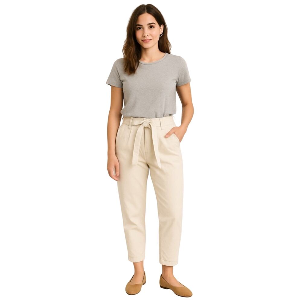 Banana Republic Barrel Style Cream Off White Relaxed Fit Cuffed Jeans Size 6